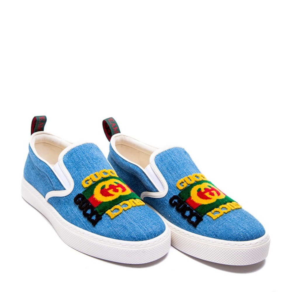 Gucci Denim Canvas Slip-on Sneaker loafers in Blue 8.5